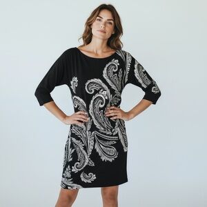 White House Black Market Elegant Black and White Dress